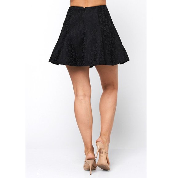 NWT A-LINE lace pattern schoolgirl skater MINI SKIRT S/M, M/L, Black - Picture 2 of 2